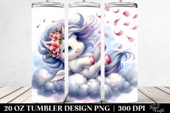 Cute Baby Unicorn Tumbling in Spring Petals | 20 Oz Tumbler Product Image 2