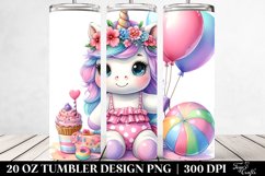 Baby Unicorn with Beachwear and Balloons | 20 Oz Tumbler Product Image 2