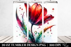 20 Oz Tumbler Sublimation | Glossy Tulip Watercolor Splash Product Image 2