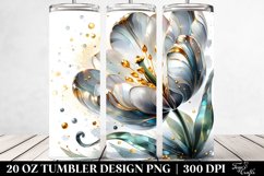20 Oz Tumbler Sublimation | Golden y Shiny Watercolor Tulip Product Image 2