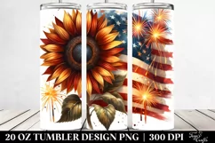 Watercolor Vintage Rusty Sunflower with Fireworks 20 oz Product Image 2