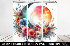 Colorful Half Moon with Flowers | 20 oz Tumbler Product Image 2