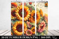 Vintage Postcard Style with Sunflowers | 20 oz Tumbler Product Image 2