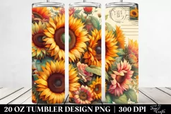 Vintage Postcard Style with Sunflowers | 20 oz Tumbler Product Image 2