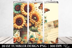 Vintage Postcard Style with Sunflowers | 20 oz Tumbler Product Image 2