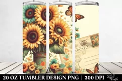 Vintage Postcard Style with Sunflowers | 20 oz Tumbler Product Image 2
