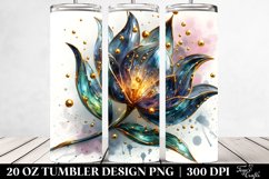 20 Oz Tumbler Sublimation | Golden y Shiny Watercolor Tulip Product Image 2