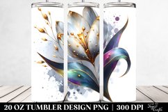 20 Oz Tumbler Sublimation | Golden y Shiny Watercolor Tulip Product Image 2