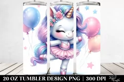 Cute Baby Unicorn Dancer with Balloons | 20 Oz Tumbler Product Image 2