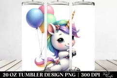 Cute Baby Unicorn Dancer with Balloons | 20 Oz Tumbler Product Image 2