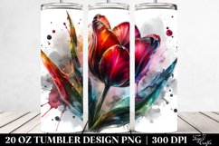 Glossy Tulip Watercolor Splash 20 Oz Tumbler Product Image 1