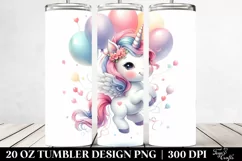 Cute Baby Unicorn Dance with Balloons | 20 Oz Tumbler Product Image 2