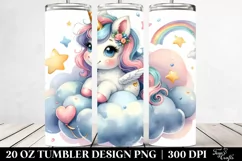 Cute Baby Unicorn from a Lofty Cloud | 20 Oz Tumbler Product Image 2