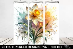 20 Oz Tumbler Sublimation | Shiny y Daffodil Watercolor Product Image 2