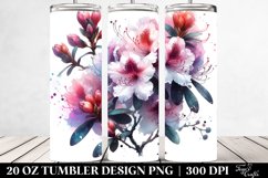 20 Oz Tumbler Sublimation | Watercolor Rhododendron Metallic Product Image 2