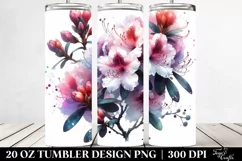 20 Oz Tumbler Sublimation | Watercolor Rhododendron Metallic Product Image 2