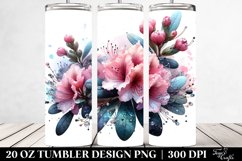 20 Oz Tumbler Sublimation | Watercolor Rhododendron Metallic Product Image 2