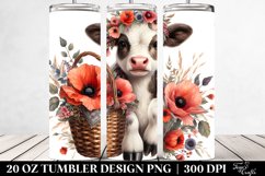 Detailed Boho Baby Cow with Flowers | 20 Oz Tumbler Product Image 2
