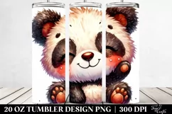 Cute Plush Panda Watercolor | 20 Oz Tumbler Product Image 2