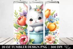 Cute Baby Rabbit with Flowers Clipart Product Image 2