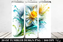 20 Oz Tumbler Sublimation | Shiny y Daffodil Watercolor Product Image 2
