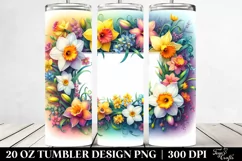 Colorful Watercolor Daffodil Frame | 20 Oz Tumbler Product Image 2