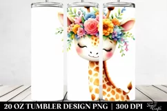Cartoon-Style Giraffe with Flower Crown, 20 Oz Tumbler Product Image 2