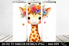Cartoon-Style Giraffe with Flower Crown, High-Res 20 Oz Product Image 2