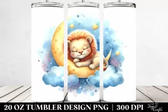 Cute Baby Lion Sleeping on Moon | 20 Oz Tumbler Product Image 2