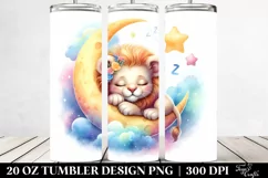 Cute Baby Lion Sleeping on Moon | 20 Oz Tumbler Product Image 2