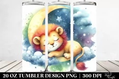 Cute Baby Lion Sleeping on Moon | 20 Oz Tumbler Product Image 2