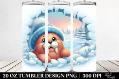Cute Baby Walrus Exiting Snowy Wall, 20 Oz Tumbler Product Image 2