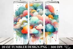 Colorful Watercolor Cloud Frame | 20 Oz Tumbler Product Image 2