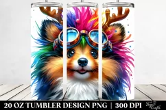 Watercolor Shetland Sheepdog with Reindeer Horns Product Image 2