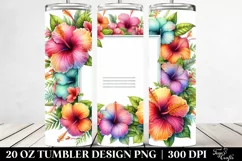 Colorful Watercolor Hibiscus Frame | 20 Oz Tumbler Product Image 2