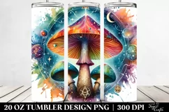 Vibrant Celestial Mushroom Design 20 Oz Tumbler Product Image 2