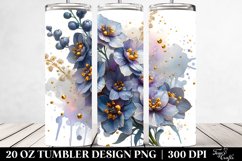 20 Oz Tumbler Sublimation | Golden Delphinium Watercolor Product Image 2