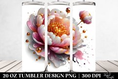 20 Oz Tumbler Sublimation | Golden Peonies Watercolor Product Image 2