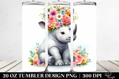 Rhino with Flower Crown | 20 oz Tumbler Product Image 2