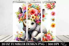 Rhino with Flower Crown | 20 oz Tumbler Product Image 2