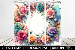 Vibrant Watercolor Frame with Rose | 20 Oz Tumbler Product Image 2