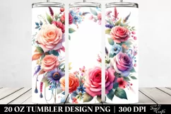 20 Oz Tumbler Sublimation | Colorful Watercolor Frame for Product Image 2