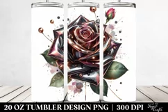 20 Oz Tumbler Sublimation | Shiny Glossy Rose Watercolor Product Image 2