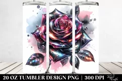 20 Oz Tumbler Sublimation | Shiny Glossy Rose Watercolor Product Image 2