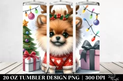 Adorable Pomeranian with Reindeer Horns 20 Oz Tumbler Product Image 2