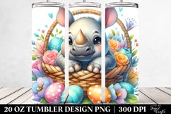 Colorful Baby Rhino in Egg Basket | 20 Oz Tumbler Product Image 2