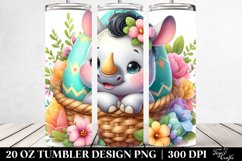 Colorful Baby Rhino in Egg Basket | 20 Oz Tumbler Product Image 2