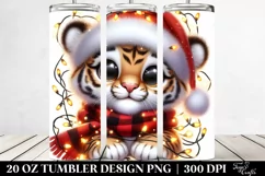 Cute Baby Tiger with Christmas Lights, 20 Oz Tumbler Product Image 2