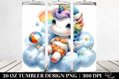 Watercolor Pastel Cute Baby Unicorn Lofty Cloud Product Image 2
