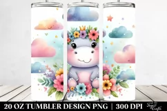 Cute Baby Hippo Dressed in Whimsical Cloud | 20 Oz Tumbler Product Image 2